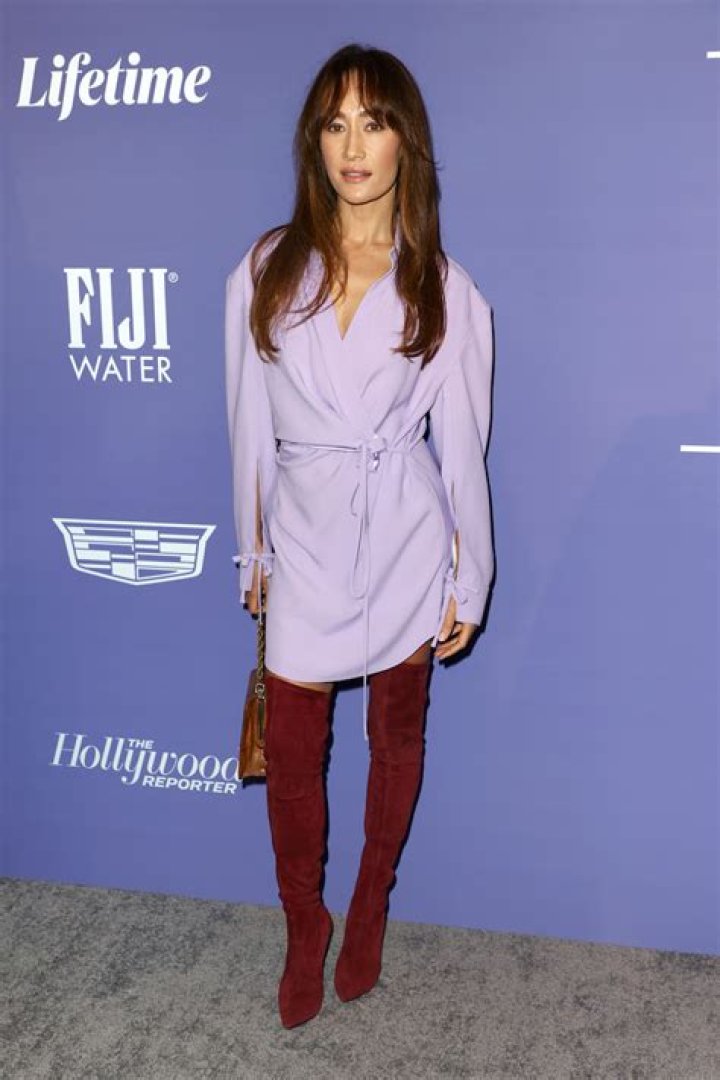 Maggie Q in Bathing Suit Jumps Into the Cold Pool — Celebwell