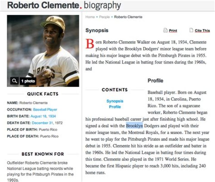 Roberto Clemente Biography - Facts, Childhood, Family Life & Achievements